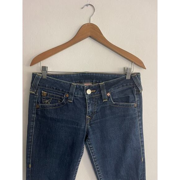 True Religion 31 Jeans Y2k Style Low Rise Logo Flap Pockets Bootcut Stretch - Picture 5 of 12